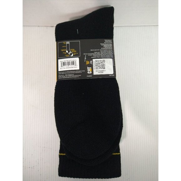 Caterpillar Mens Size 8-12 Heavyweight Boot Socks 2 Pack Black Shoe Wool Blend - Picture 2 of 3